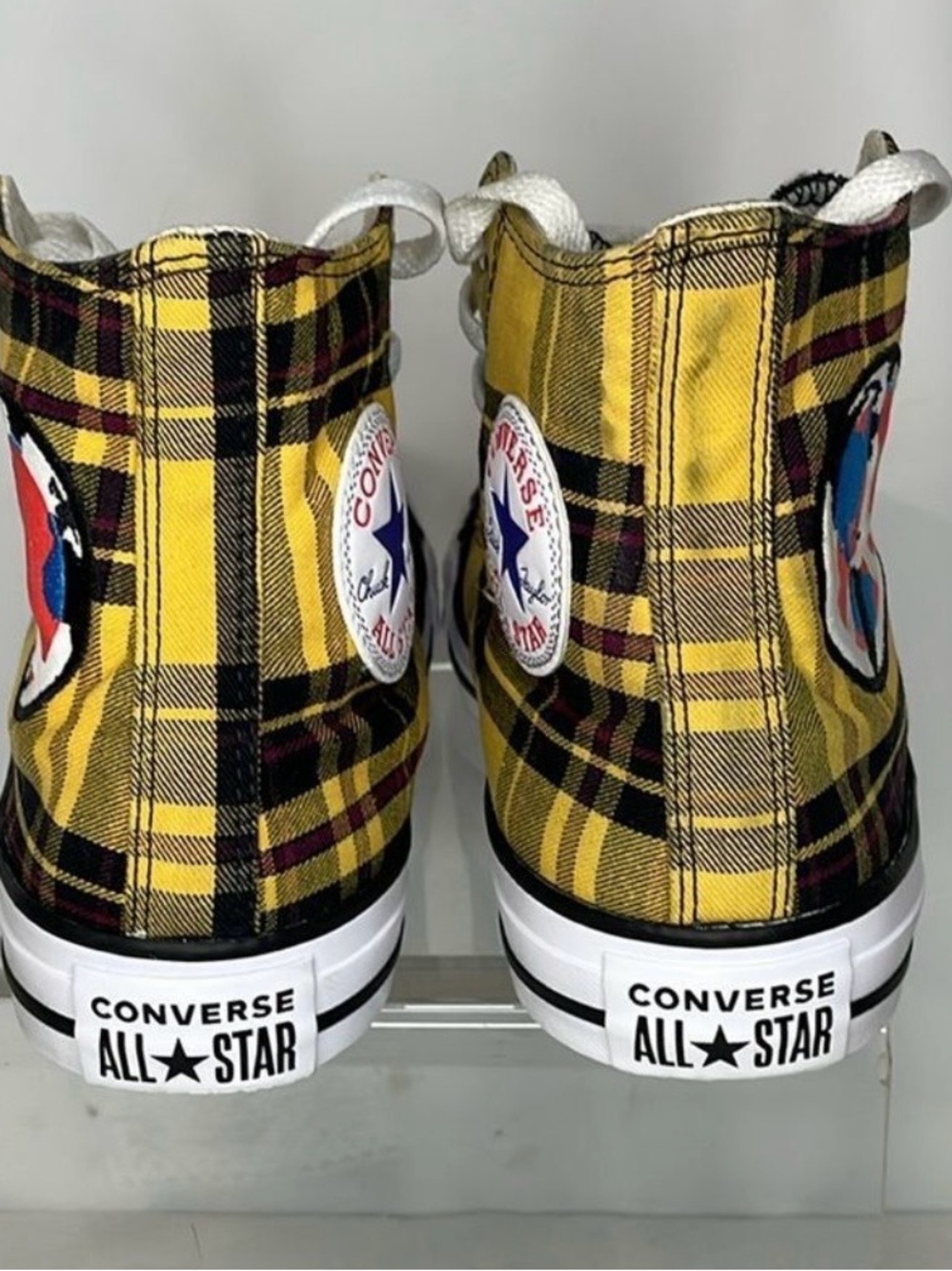 Converse Yellow Plaid Chuck Taylor All Star High Top Sneakers - Picture 4 of 6